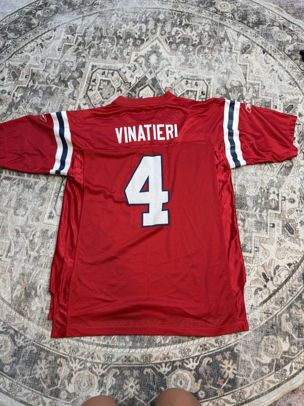 New England Patriots Adam Vinatieri Red Throwback Reebokl L Jersey Ring Of honor